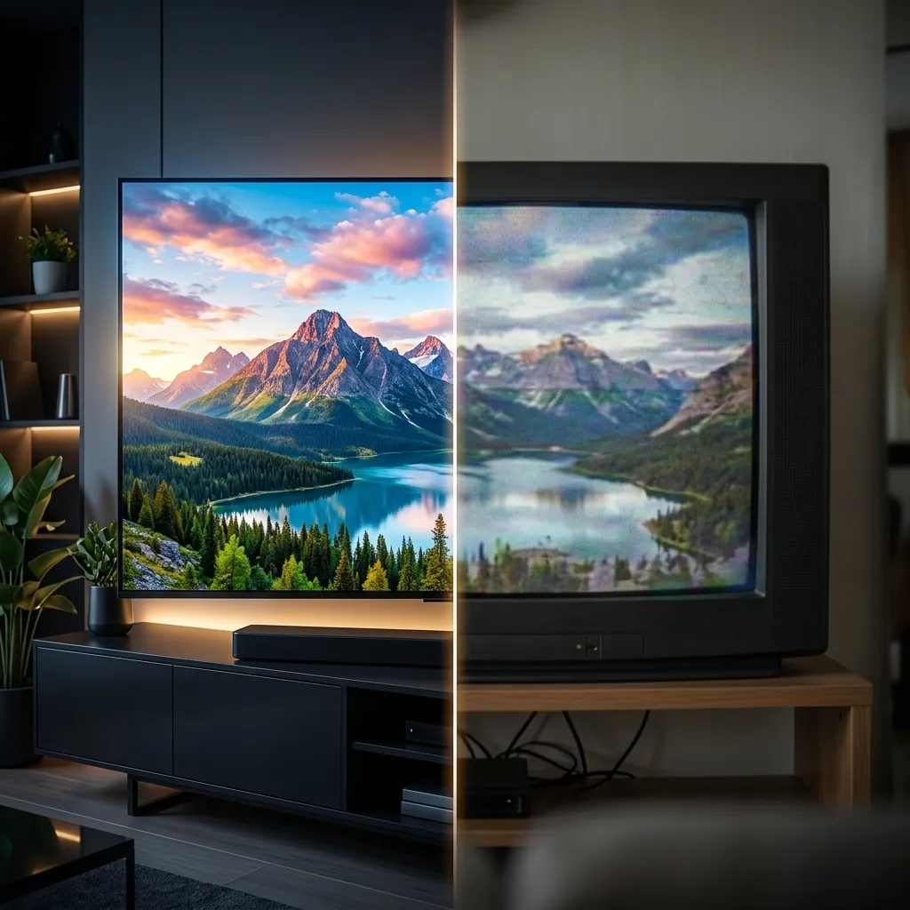 Comparison of high definition 4K IPTV stream vs low quality cable TV
